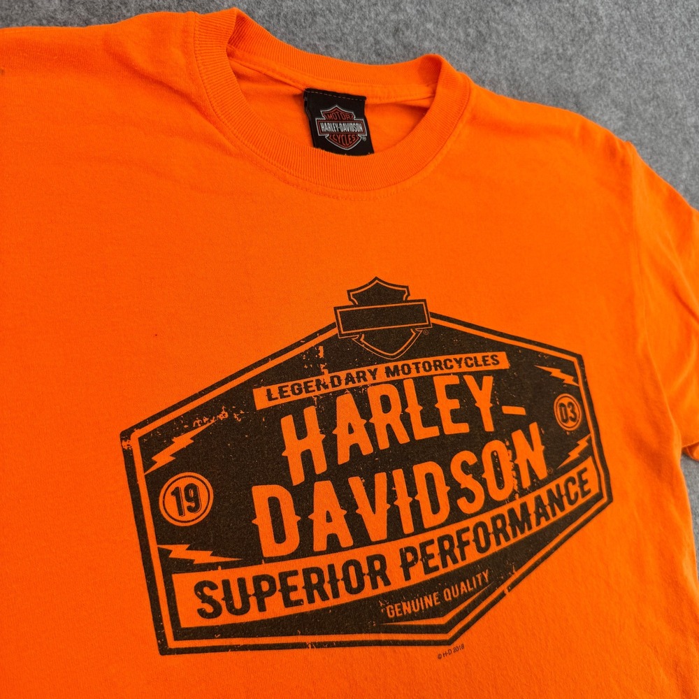 Harley-Davidson T-Shirt Mens M Manchester NH Ride Free Orange Graphic Biker Tee